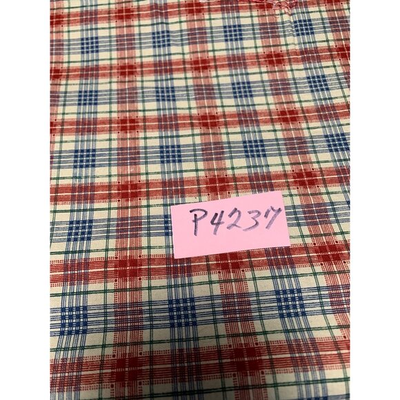 Vintage Plaid Fabric 1/2 Yard Red Blue Cream Cotton Blend Craft Sewing - Picture 4 of 4